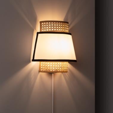 Wandlamp Mundaro rotan en textiel (afbeelding 4)