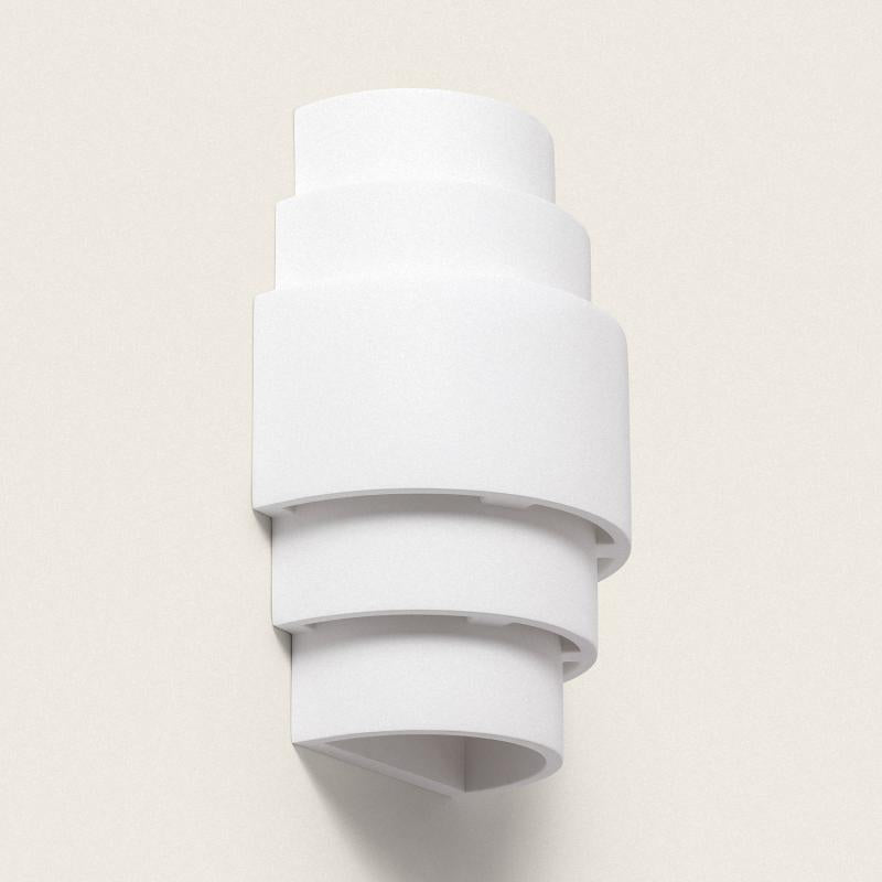 Wandlamp Tambivo van wit gips met trapsgewijze halfronde vorm