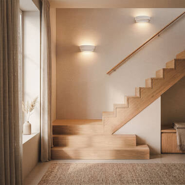 Wandlamp Hardaro van gips, zijaanzicht
