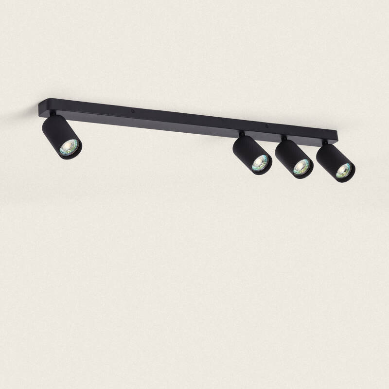 GALMARO plafondbalk met vier richtbare spots 78 cm in zwart