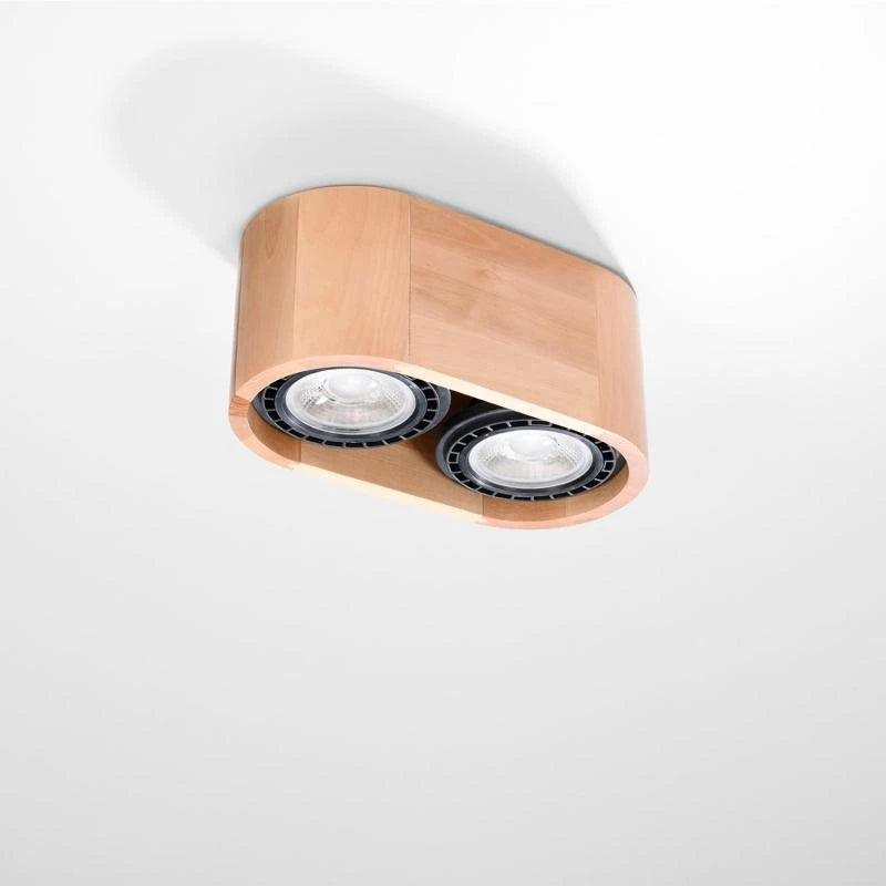 SOLVIVO plafondlamp van hout met twee spots