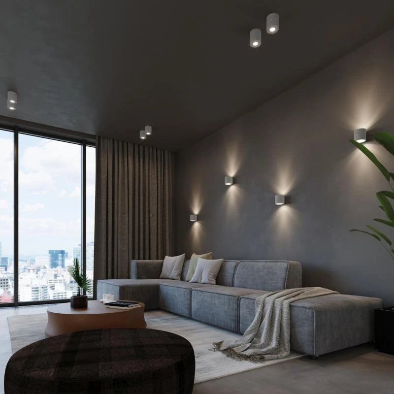 GILNARO cilindrische plafondlamp van beton in grijs, foto 4