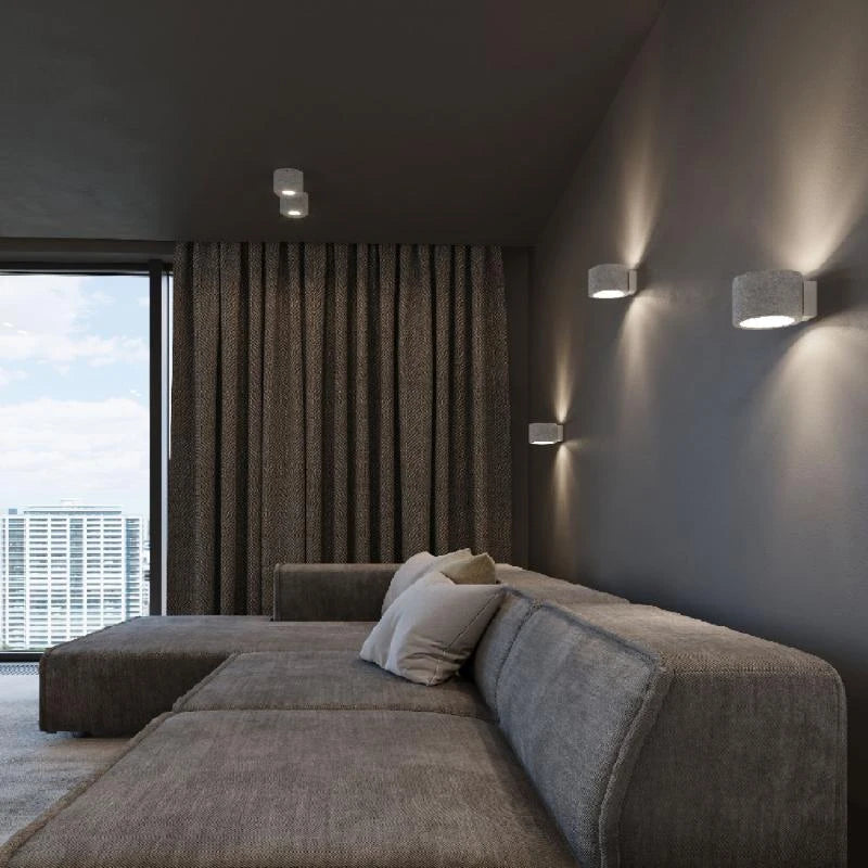 GILNARO cilindrische plafondlamp van beton in grijs, foto 3