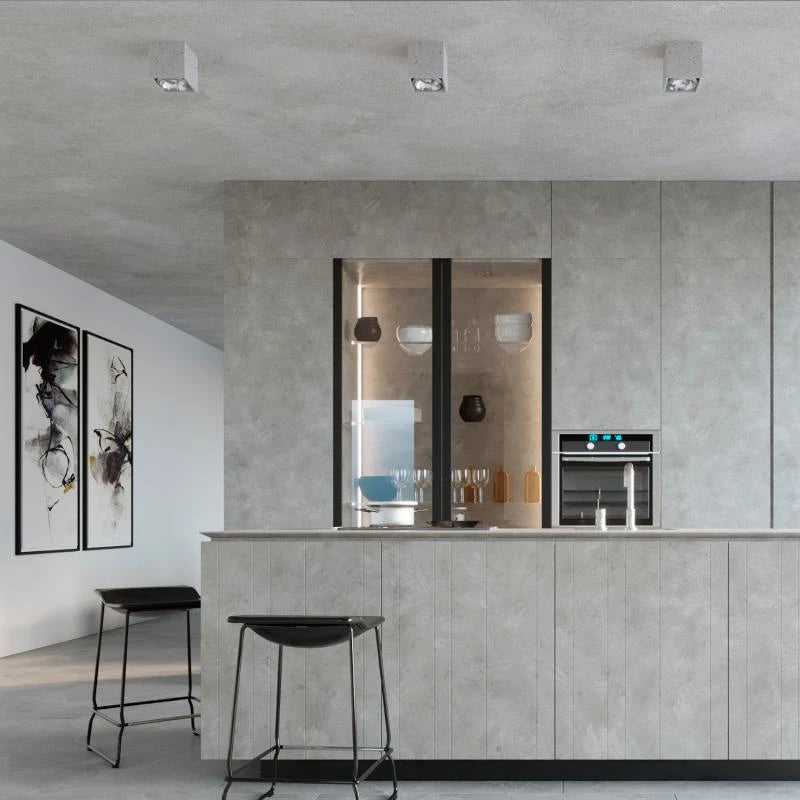 NOVSARO kubusvormige plafondlamp van beton in grijs, foto 4