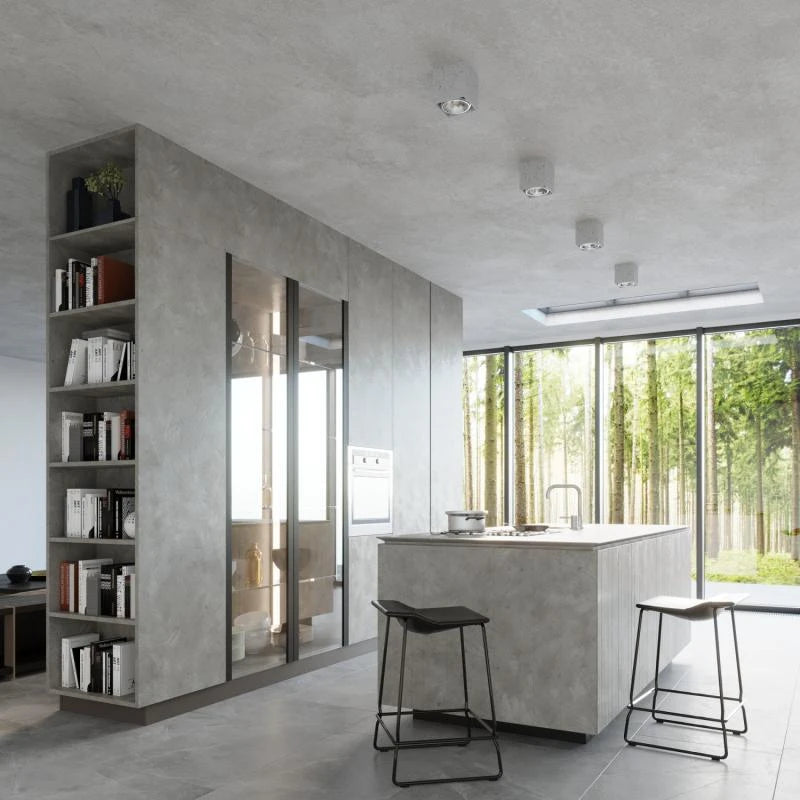 NOVSARO kubusvormige plafondlamp van beton in grijs, foto 3