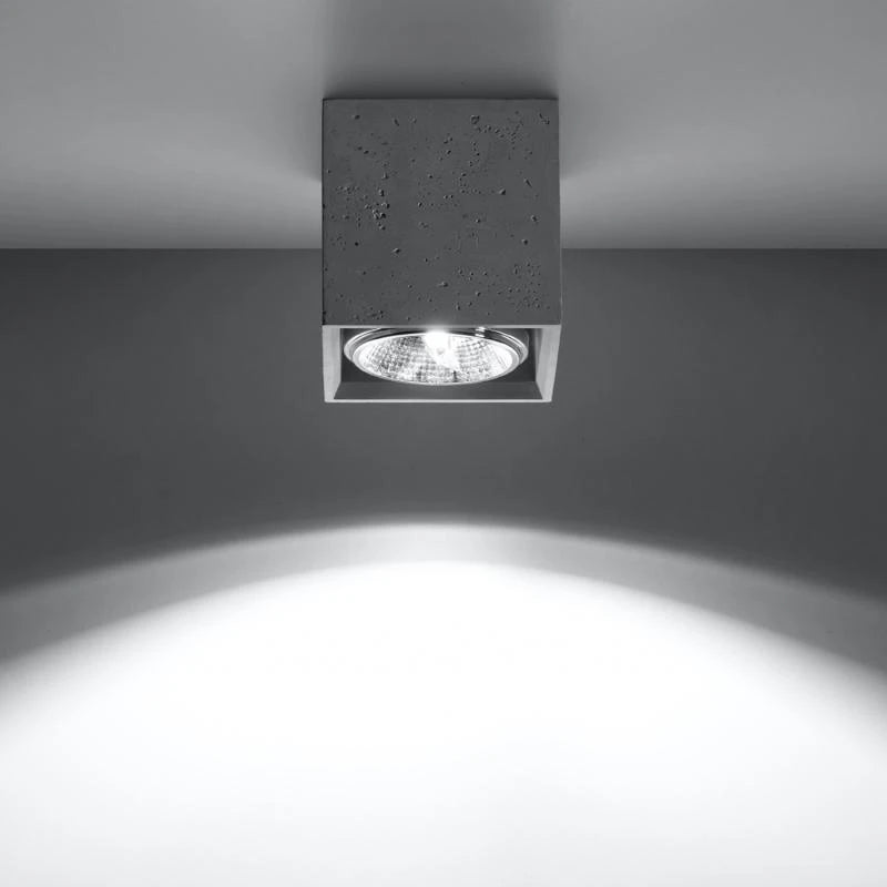NOVSARO kubusvormige plafondlamp van beton in grijs, foto 2