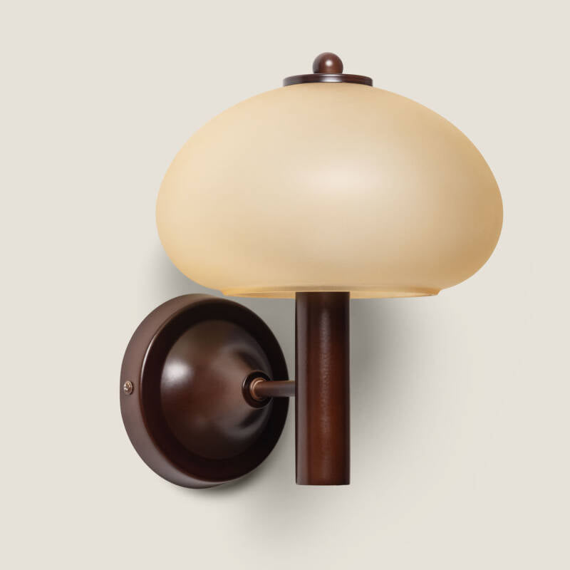 Wandlamp Kendavo van glas en ijzer in beige