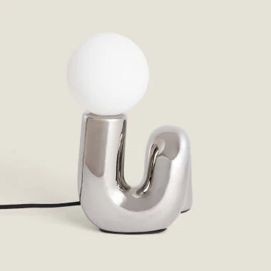 BOLZARO tafellamp van keramiek en glas 16 cm, afbeelding 4