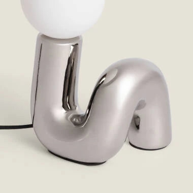 BOLZARO tafellamp van keramiek en glas 16 cm, afbeelding 6