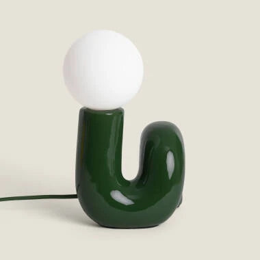 BOLZARO tafellamp van keramiek en glas 16 cm in groen, afbeelding 4