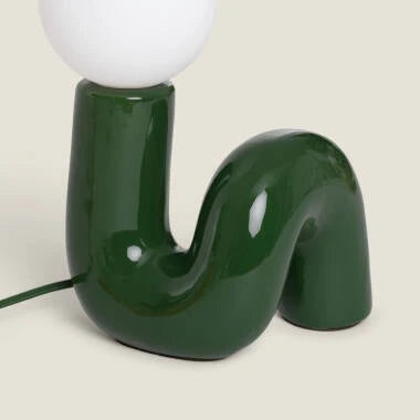 BOLZARO tafellamp van keramiek en glas 16 cm in groen, afbeelding 6