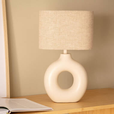 CANDARO tafellamp van keramiek met stoffen kap 43 cm, afbeelding 3