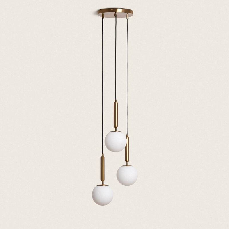 CORMIVO hanglamp in goud met drie glazen bollen