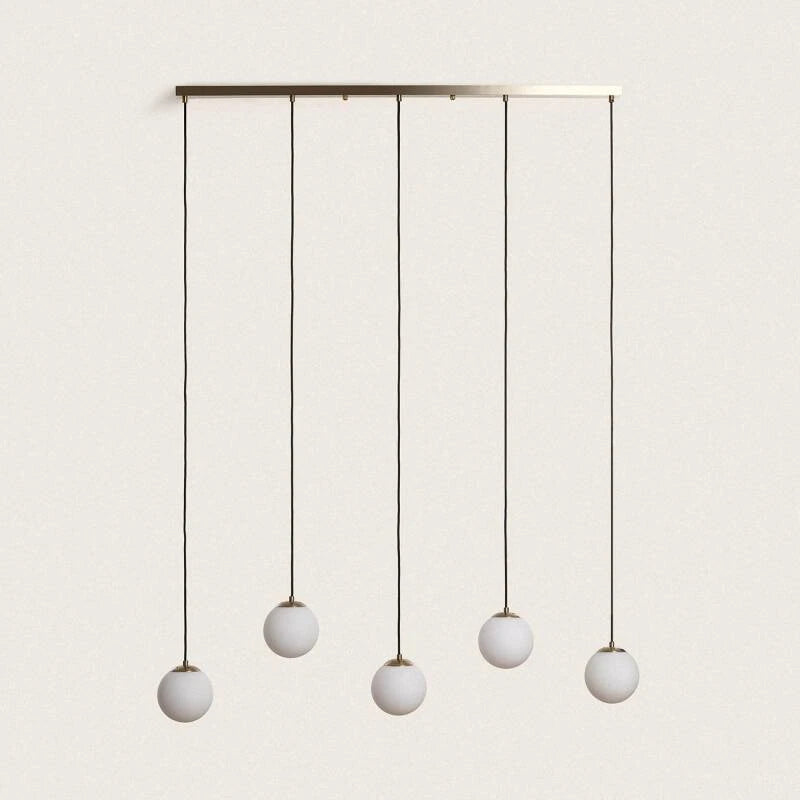 DUVRANO hanglamp in goud met vijf glazen kappen