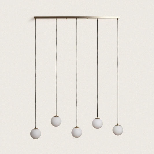 DUVRANO hanglamp in goud met vijf glazen kappen