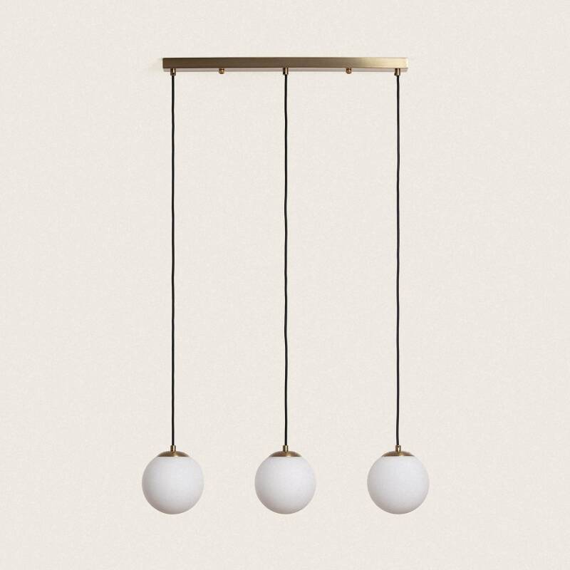 EMSAVO hanglamp in goud met drie glazen kappen