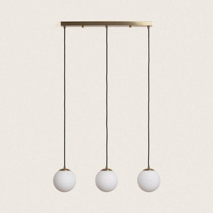 EMSAVO hanglamp in goud met drie glazen kappen