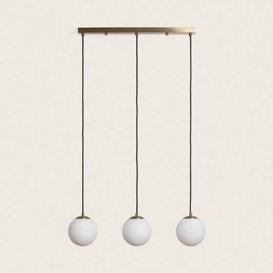 EMSAVO hanglamp in goud met drie glazen kappen