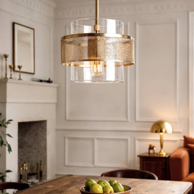 FONDIVO hanglamp goud, detail van de kristalaccenten