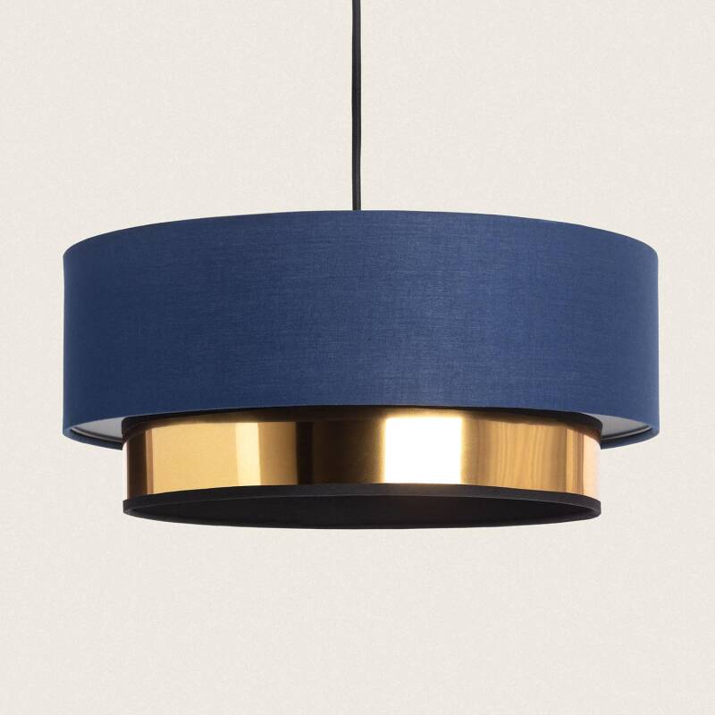 GADRANO hanglamp met marineblauwe stoffen kap, vooraanzicht