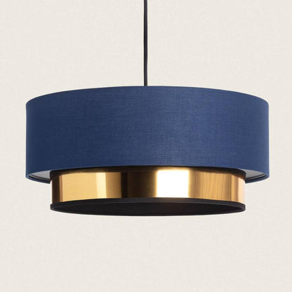 GADRANO hanglamp met marineblauwe stoffen kap, vooraanzicht