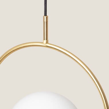 KESTAVO hanglamp goud, detail van de glazen kap