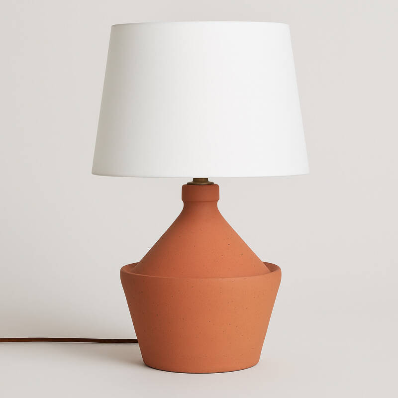 KRESARO tafellamp van aardewerk met stoffen kap 44 cm, afbeelding 1