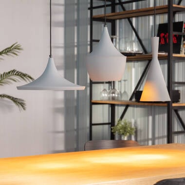 BREGANO hanglamp in grijs boven een eettafel