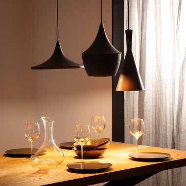 BREGANO hanglamp in zwart met zichtbare fitting
