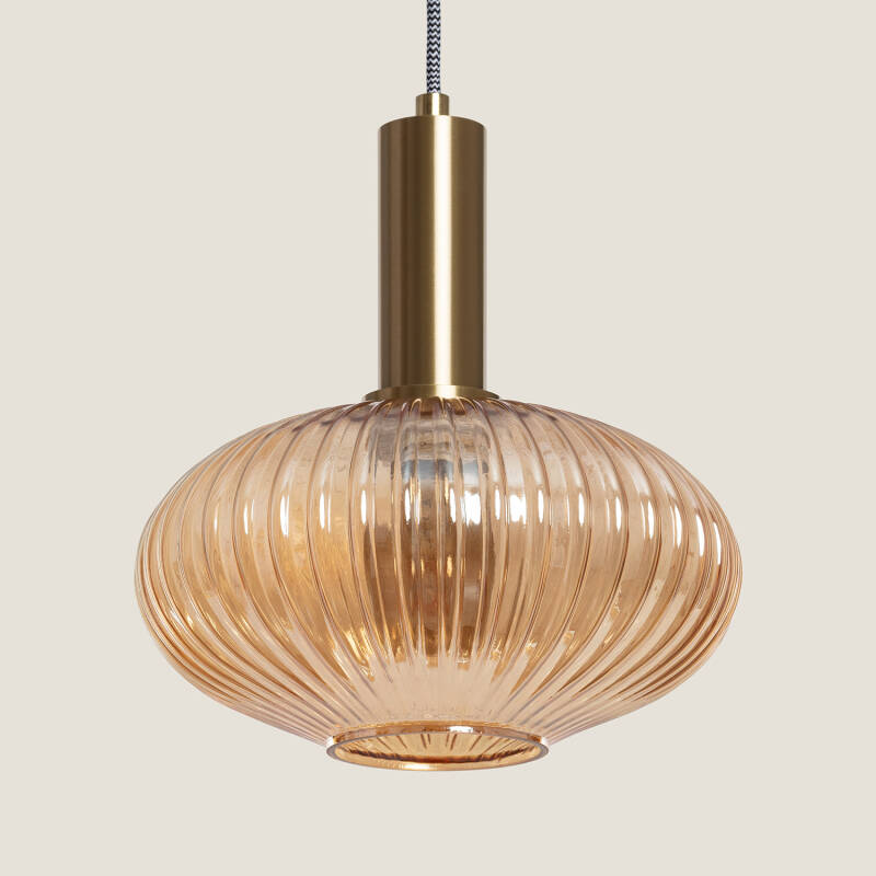 Hanglamp Vondaro met bolvormige glazen kap en goudkleurig montuur