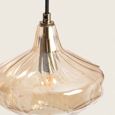 Hanglamp Halvaro in amber met zichtbare ophangkabel