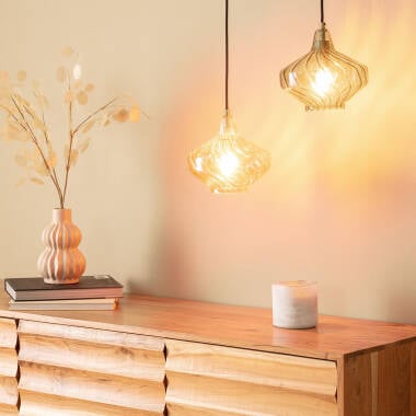 Hanglamp Halvaro detail van het ribbelglas