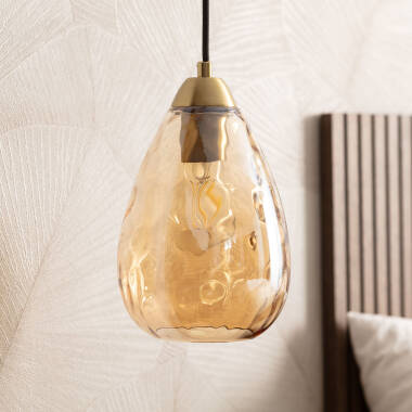 Hanglamp Selkaro detail van het reliëf in het glas