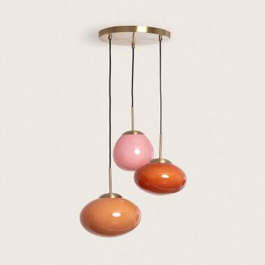 Hanglamp Ludrano in roze boven een eettafel