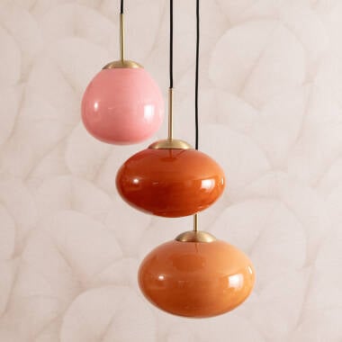 Hanglamp Ludrano in roze gezien vanaf de zijkant
