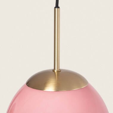 Hanglamp Ludrano in roze in een interieur