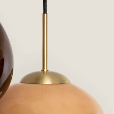 Hanglamp Ludrano in bruin in een interieur