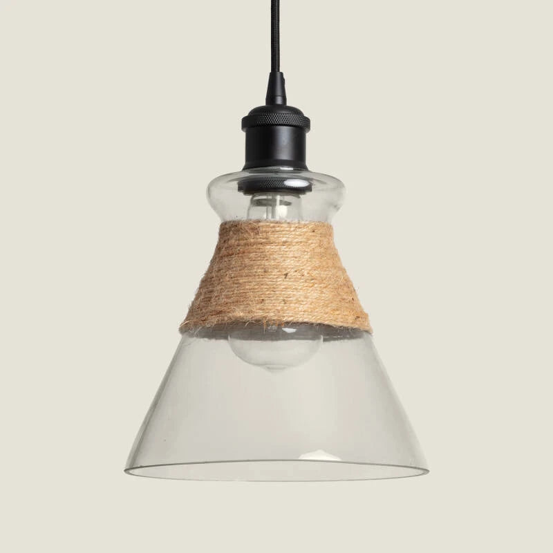 GRIVANO ronde hanglamp van glas en ijzer in zwart
