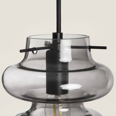 Hanglamp Novrano in rookgrijs detail van het glas