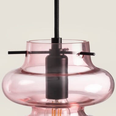 Hanglamp Novrano in roze detail van het glas