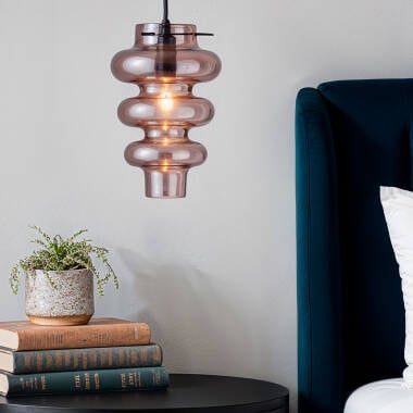 Hanglamp Novrano in roze gezien vanaf de zijkant