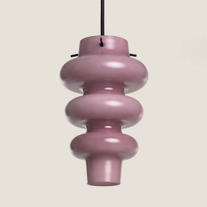 Hanglamp Novrano in lila met gestapelde glazen volumes