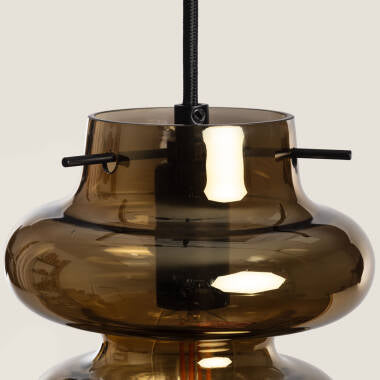 Hanglamp Novrano in goud detail van het glas
