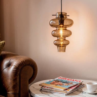 Hanglamp Novrano in goud gezien vanaf de zijkant
