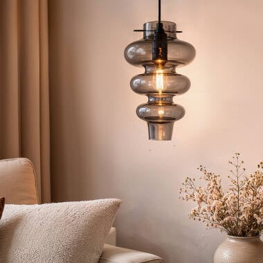 Hanglamp Novrano in rookgrijs gezien vanaf de zijkant