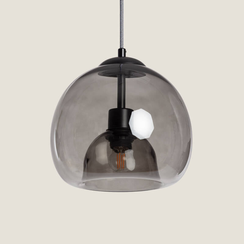 Hanglamp Dalcano met zwarte glazen kap