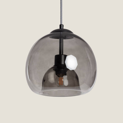Hanglamp Dalcano met zwarte glazen kap