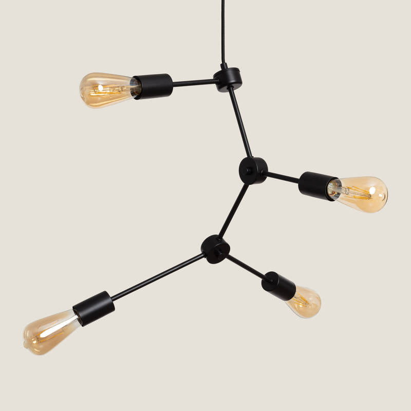 DUNVARO zwarte hanglamp van ijzer met vier lichtpunten