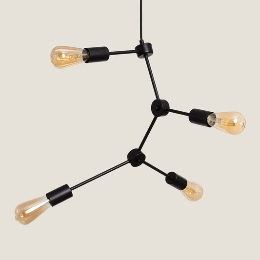 DUNVARO zwarte hanglamp van ijzer met vier lichtpunten