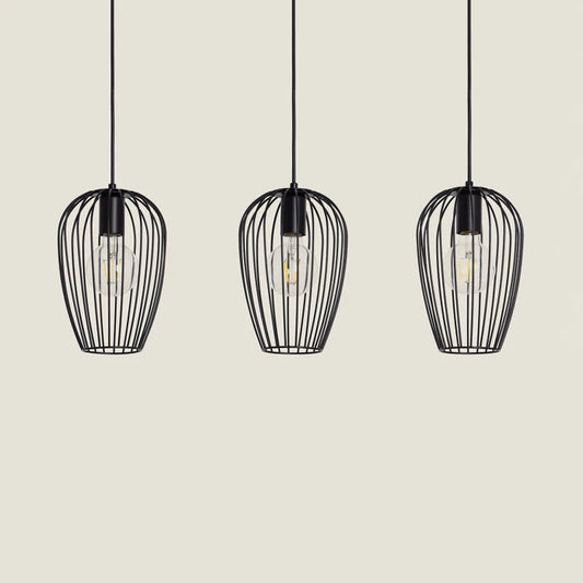 FLUVARO zwarte hanglamp met drie kappen